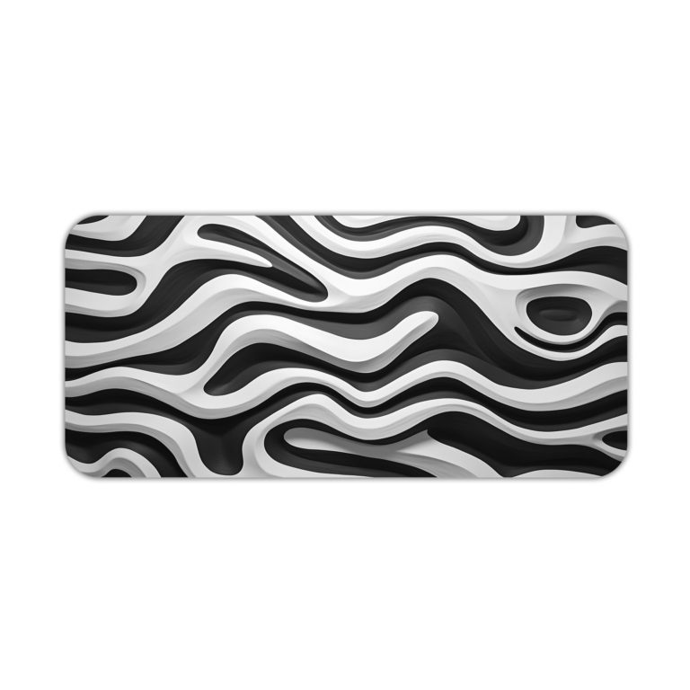 Infidu Artistic Pattern Desk Pad with a black background and parallel white wave lines. Desk Pad kept on a plain white background