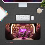 Infidu Artistic Desk Mat with a pink and gold gaming room concept design, perfect for adults. Buy a desk mat, shop desk pad, buy a gaming Desk Pad in computer table