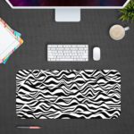 Infidu Artistic Vector Patterns Desk Pad - Zebra-like wavy stripes Design Kept on a computer table