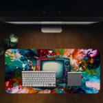 Infidu Tech Fusion Desk Pad with Multi-Colored Design Featuring Television Desk Pad in computer table