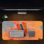 Infidu Whimsical Wonder Artistic Desk Pad Abstract Orange Desk Pad in computer table