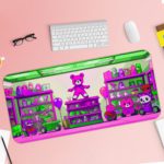 Infidu Teddy Bear Design Desk Pad with Colorful Teddy Bear on Pink and Green Background Desk Pad with Keyboard and Mouse