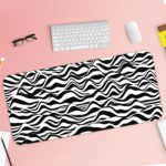 Infidu Artistic Vector Patterns Desk Pad - Zebra-like wavy stripes Desk Pad with Keyboard and Mouse