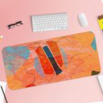 Infidu Whimsical Wonder Artistic Desk Pad Abstract Orange Design Desk Pad with Keyboard and Mouse