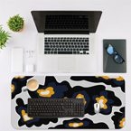 Large Desk Mat with Abstract Design with Keyboard and Computer