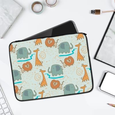 Laptop Sleeve - Kids Pattern With Wildlife Laptop Sleeves 01