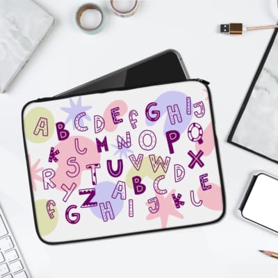 Laptop Sleeve - Kids Pattern Alphabet Laptop Sleeves With Light Color Background 01