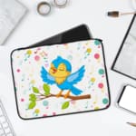 Kids Pattern - Lovely Singing Parrot Illustration With Musical Background Laptop Sleeves 01