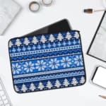 Laptop Sleeves - Knitted Pattern White Color With Blue Background 01