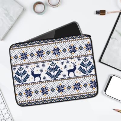 Laptop Sleeves - Knitted Pattern With White Background 01