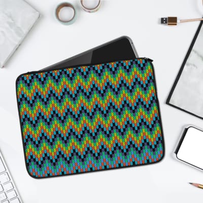 Laptop Sleeves - Knitted Pattern With Blue Background 01