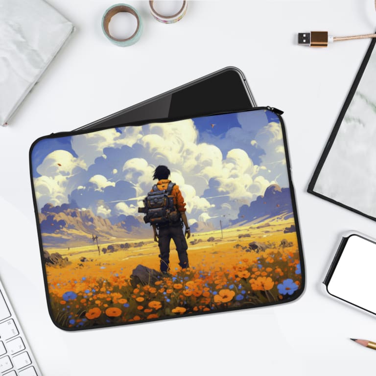 Laptop Sleeve - Anime Boy Standing In The Beautiful Naturel Place Concept Art 1