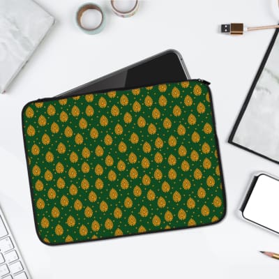 Laptop Sleeves - Vector Texture Pattern With Green Background 01