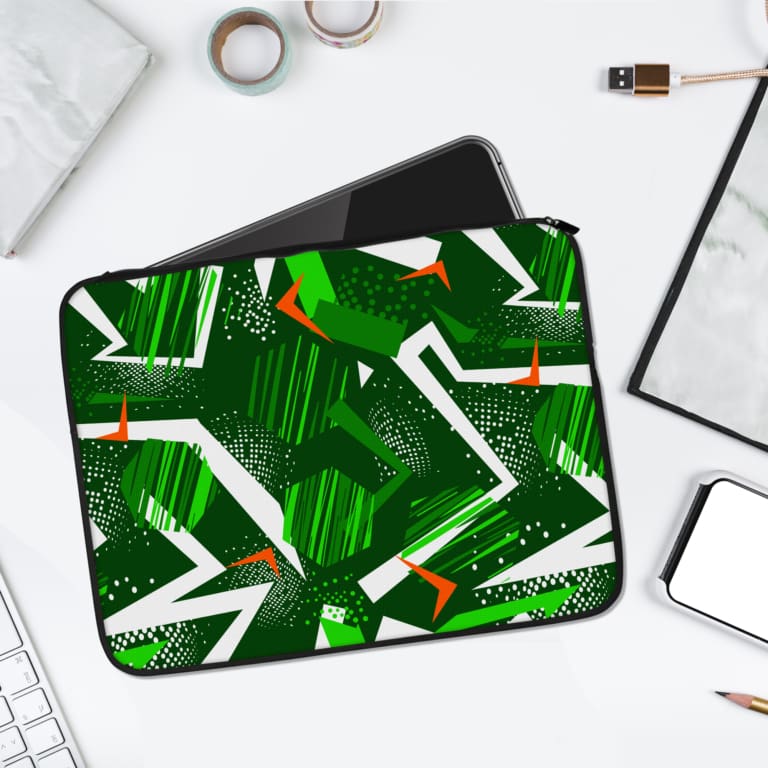 Laptop Sleeves - Vector Pattern With Green Background 01