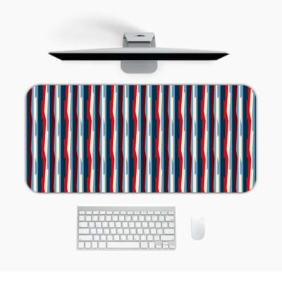 Infidu Geometric Pattern Art Desk Pad with vertical stripes in red, white, and blue for a classic and patriotic look. Desk Mat with a Computer