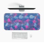 Infidu Desk Pad with blue and pink brush strokes blending, creating a dreamy and artistic effect on a light background. Desk Pad in computer table