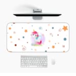 INFIDU Bring the Beauty of Unicorn to Your Desk Desk Pad with an anime-inspired unicorn design on a white background, perfect for a whimsical touch Desk Pad kept on a plain white background