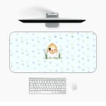 Infidu Just Born Chick Desk Mat with a white background and gray triangle design in a comic-style. Desk Pad kept on a plain white background