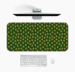 Infidu Desk Pad with dark green background and light green dots resembling leaves or flower buds, adding a natural touch to your workspace. Desk Mat with a Computer