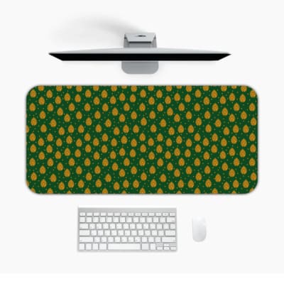 Infidu Desk Pad with dark green background and light green dots resembling leaves or flower buds, adding a natural touch to your workspace. Desk Mat with a Computer