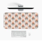 Infidu Desk Pad with beige floral pattern for a stylish workspace. Desk Mat with an Apple Computer