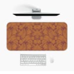 Infidu Vector Pattern Desk Pad with maze-like design in light brown on a solid light brown background. Desk Pad on the computer table