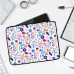 Laptop Sleeve - Floral Pattern With Multi Color Flower and Leaf With White Background 01