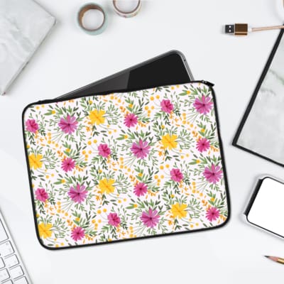 Laptop Sleeve - Floral Pattern With White Background 01