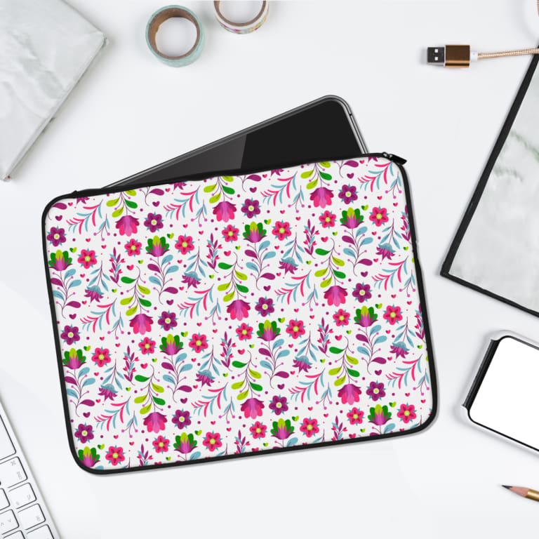 Laptop Sleeve - Floral Pattern With White Background 01