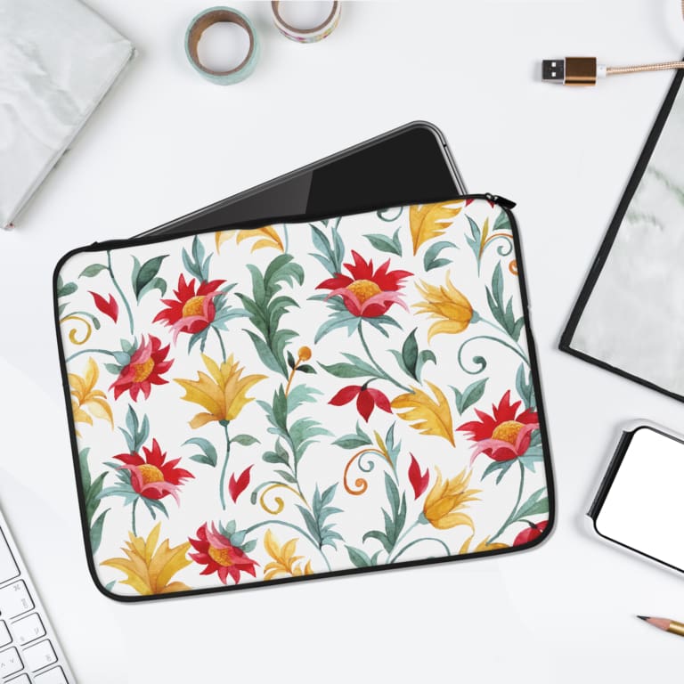 Laptop Sleeve - Floral Pattern With White Background 01