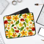 Laptop Sleeve - Floral Pattern With Light Yellow Background 01