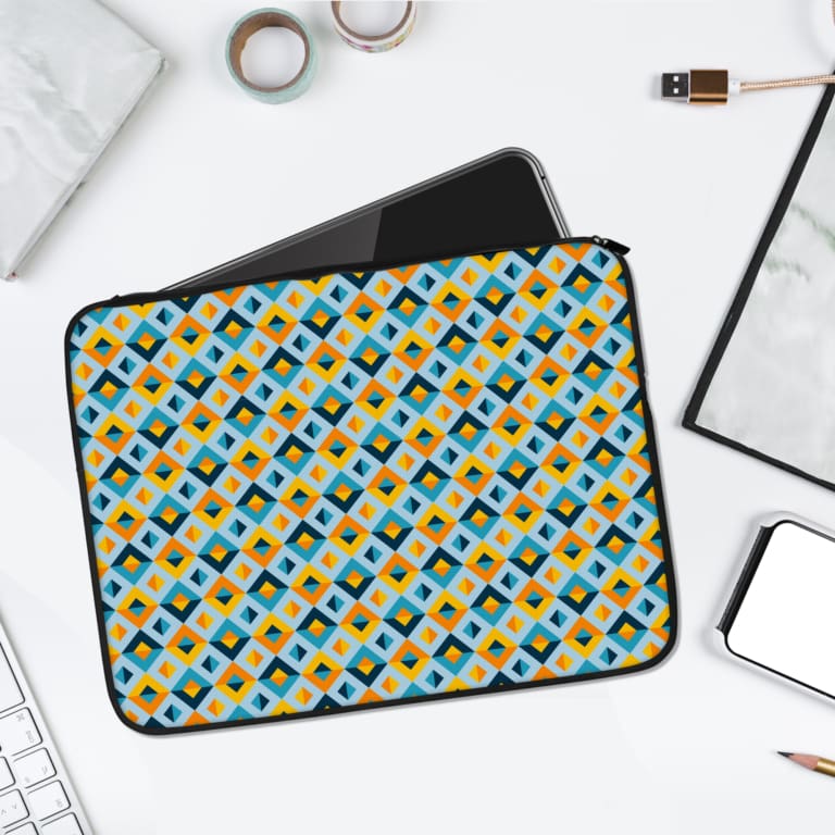 Laptop Sleeve - Geometric Pattern With Blue Background 01