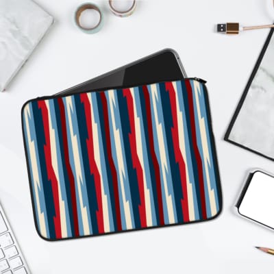 Laptop Sleeve - Geometric Pattern With Red And Blue Straight Design 01