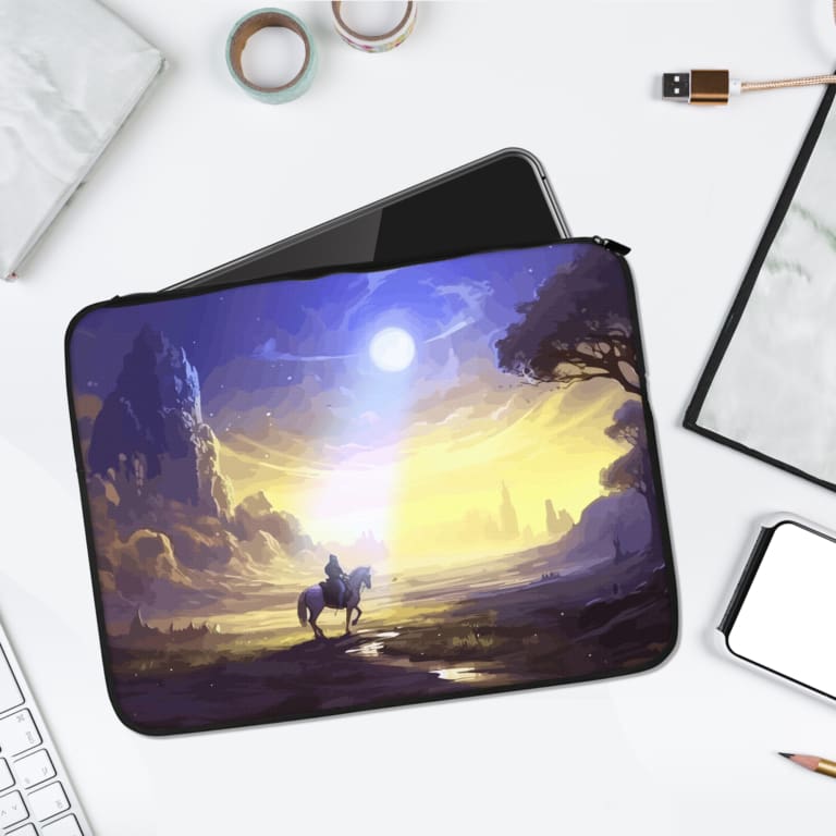 Laptop Sleeve - Men Going With Horse In Mountain Side Concept Art 1