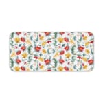 White desk mat with a large floral pattern featuring red, yellow, and blue flowers, and green leaves, adding a vibrant touch to your desk. Desk Pad kept on a plain white background