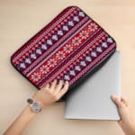 Laptop Sleeves - Knitted Pattern Red Color With Purple Background 02