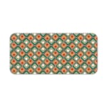 Infidu Geometric Pattern Art Desk Pad with a retro diamond-shaped pattern in orange and teal for a stylish and symmetrical workspace. Desk Pad kept on a plain white background