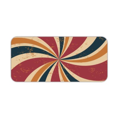 Infidu Flashback Design Desk Pad with a sunburst pattern in red, orange, brown, and blue for a retro, vintage look. Desk Pad kept on a plain white background