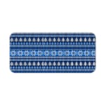 Infidu Knitted Pattern Desk Pad with white background and dark blue snowflakes and geometric shapes. Desk Pad kept on a plain white background