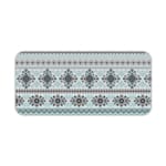 Infidu Knitted Pattern Desk Pad with light blue background and darker blue floral and geometric shapes. Desk Pad kept on a plain white background