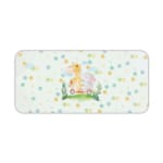 Infidu desk mat featuring a whimsical elephant and giraffe on a scooter, perfect for adding fun to any workspace Desk Pad kept on a plain white background