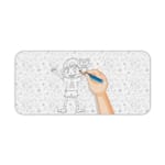 Infidu Line Art Desk Pad with a white background and light gray pencil drawings, including a hand drawing of a cartoon boy. Desk Pad kept on a plain white background