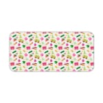 Infidu Vibrant Learning Zone Desk Mat with a cream background and small colorful food illustrations like pizza and hamburgers. Desk Pad kept on a plain white background