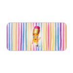 Infidu Crayon Cartoon Desk Mat with colorful vertical stripes and a cheerful cartoon pencil character, adding a creative touch to your desk. Desk Pad kept on a plain white background