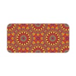 Infidu Desk Pad with bold mandala-like pattern and vibrant red, yellow, and orange details. Desk Pad kept on a plain white background