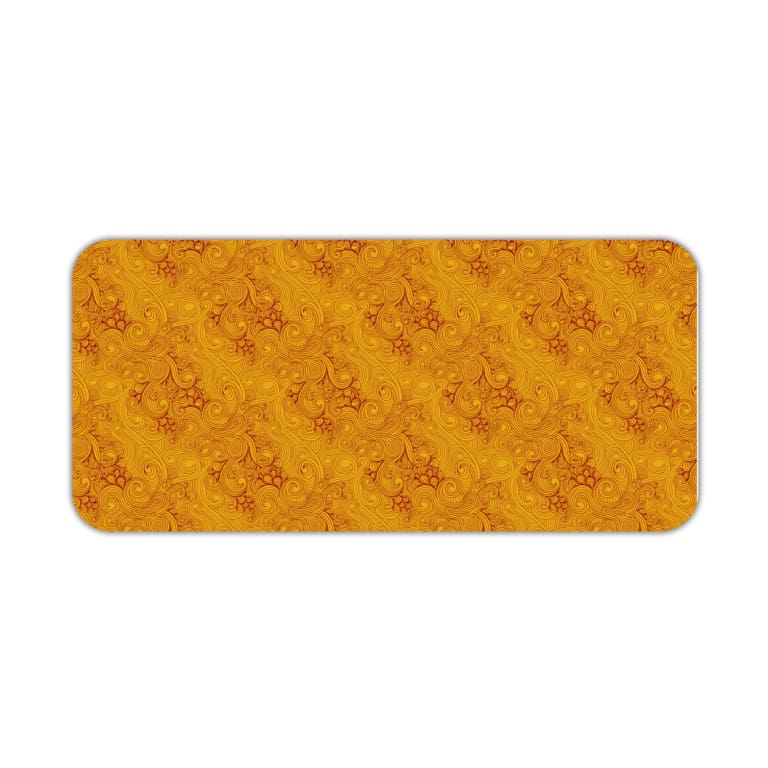 Infidu desk pad with a floral pattern on a yellow background, ideal for adding warmth and style to your workspace. Desk Pad kept on a plain white background