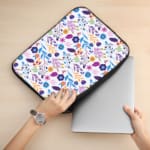 Laptop Sleeve - Floral Pattern With Multi Color Flower and Leaf With White Background 02