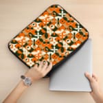 Laptop Sleeve - Geometric Pattern With Green And Orange 02