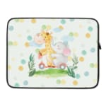 Laptop Sleeve - Kids Pattern Elephant and Giraffe Scooter Ride Laptop Sleeves With Light Color Background 03