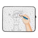 Laptop Sleeve - Kids Pattern Line Art Laptop Sleeves with Pencil Drawings 03